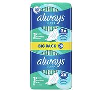 Always Ultra Sanitaria Normal (S1) con Alas x28 Super Absorbente y Ultra Delgada, para la Menstruación