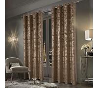 always4u 100% Cortinas Opacas de Terciopelo Dorado, Aislamiento Térmico, Tela Suave y Resistente a las Arrugas, Cortinas Dobles con Ojales, para Dormitorio Salón Cocina, Vintage, Marrón Mocha