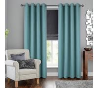 Always4u - Cortina térmica aislante antifrío, 100%, trenzado cruzado, textura semilisa, salón moderno para sala de estar, cocina, azul turquesa - Lote de 2 unidades de 140 x 245 cm