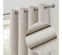 always4u Cortinas 100 % opacas con textura de lino, tejido casual, cortinas con aislamiento térmico para sala de estar, dormitorio, 2 paneles naturales, 54 x 84 pulgadas