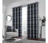 always4u Cortinas a cuadros, 100 % oscurecimiento, con ojales, cortinas dobles de lana artificial, para dormitorio, sala de estar, moderno, L 140 x H 245 cm, gris y negro, 2 unidades