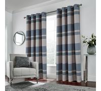 always4u Cortinas a Cuadros Azul Claro, Cortinas de Ventana de Granja, Aspecto de Lana de Tierras Altas, Cortinas con Ojales para Sala de Estar y Dormitorio, 2 Paneles de 54 x 95 Pulgadas