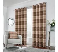 always4u Cortinas a Cuadros con Aspecto de Lana, Paneles Modernos de Cuadros Color café Claro, Cortinas de tartán para Sala de Estar, Dormitorio, 2 Paneles, Color café Claro, 114 x 213 cm