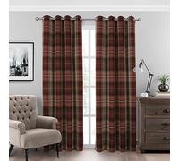 always4u Cortinas a cuadros de aspecto de lana modernas, paneles de ventana de Navidad, cortinas de tartán rojo y verde para sala de estar, dormitorio, 2 paneles de Navidad, rojo y verde, 137 x 241 cm