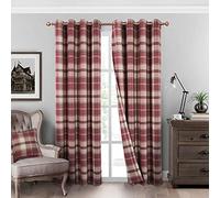 always4u Cortinas clásicas a Cuadros Rojos con Aspecto de Lana de Las Tierras Altas, tartán, Cortinas a Cuadros con Ojales para Sala de Estar y Dormitorio, 2 Paneles de 54 x 95 Pulgadas