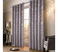 always4u Cortinas con estampado plata opacas 100 % de terciopelo para salón, cortina oscura corta con ojales, tela brillante elegante, champán, juego de 2, 132 x 213 cm