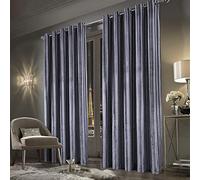 Always4u - Cortinas de terciopelo aplastado, cortina de rayas, filtración de luz y aislamiento térmico, magnífica y clásica, para sala de estar, dormitorio, villa, plata, 140 x 260 cm, juego de 2