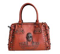 AlwaySky Bolso de mano gótico de gran capacidad con diseño de calavera para mujer, Brown