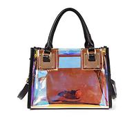 AlwaySky Bolso transparente 2 en 1 de moda para mujer, con asa superior, bolso cruzado de hombro, negro láser, 1