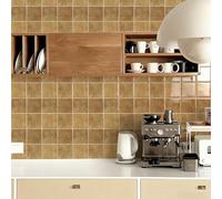 Alwayspon 10 adhesivos de vinilo 3D para azulejos de pared, autoadhesivos, impermeables, para pared de cocina, baño, color marrón