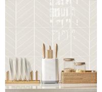 Alwayspon 10 hojas de 11.43'' x 9 pulgadas de pegatinas de azulejos de vinilo 3D para pared en blanco y beige, despegar y pegar, autoadhesivas, impermeables, calcomanías de azulejos adhesivos para