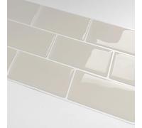 Alwayspon 10 hojas de calcomanías de vinilo 3D de color marrón y crema para azulejos de pared, autoadhesivas, impermeables, para azulejos de cocina, baño, 3 mm de grosor, 12"x6"/30.5x15.3cm