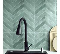Alwayspon 10 hojas de vinilo 3D de 11.43 x 9 pulgadas, color verde 3D, autoadhesivas, impermeables, para azulejos de cocina, baño, pared