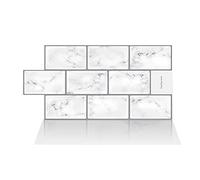 Alwayspon 10 hojas de vinilo 3D de mármol blanco y gris, adhesivos para pared, despegar y pegar, autoadhesivos, impermeables, para pared de cocina y baño, 12 x 6 pulgadas