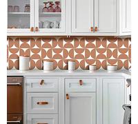 Alwayspon 12 adhesivos de vinilo para pared de suelo de 20 x 20 cm, adhesivos antideslizantes para azulejos de cocina, baño, autoadhesivos, de PVC, para pegar en azulejos, rojo ladrillo y blanco,