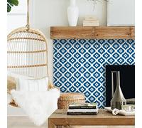 Alwayspon 25 calcomanías para azulejos, azules, marroquíes, autoadhesivas, para transferencia de azulejos para baño, cocina, salpicaduras para cocina, despegar y pegar, vinilo adhesivo para pared, 15