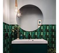 Alwayspon 30 piezas de vinilos adhesivos para azulejos de pared, autoadhesivos, impermeables, para salpicaduras, para sala de estar, cocina, baño, decoración del hogar, 20x20 cm, Dorado Verde