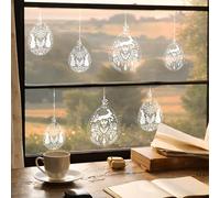 Alwayspon 4 calcomanías no adhesivas de vidrio de Pascua de PVC para ventana, doble cara, reutilizable, estática, impermeable, película decorativa de vidrio, conejo blanco puro, huevo de Pascua