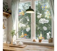 Alwayspon 7 calcomanías no adhesivas de vidrio de Pascua de PVC para ventana, doble cara, reutilizables, estáticas, impermeables, película decorativa de vidrio, película decorativa de vidrio, color