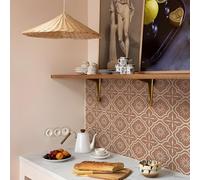 Alwayspon - Adhesivo de azulejos rojo, autoadhesivo para baño y cocina, protector antisalpicaduras de vinilo para pegar y desprender, adhesivo de azulejos para suelo y pared, 10 piezas de 20 cm / 8