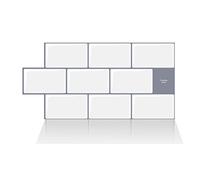 Alwayspon Adhesivo de vinilo 3D para azulejos de pared, autoadhesivo, impermeable, protección contra salpicaduras para cocina, baño, pared, 30,5 x 15,3 cm, blanco, 10 hojas