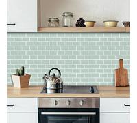 Alwayspon Adhesivo de vinilo 3D para azulejos de pared, autoadhesivo, impermeable, protección contra salpicaduras para cocina, baño, pared, 30,5 x 15,3 cm, verde, 10 hojas