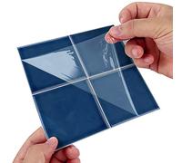 Alwayspon Adhesivo de vinilo grueso con efecto de mosaico azul, autoadhesivo, resistente al agua, adhesivo de transferencia para azulejos de cocina, baño, pared, 15 x 15 cm, 10 unidades