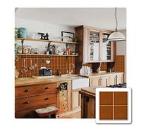 Alwayspon Adhesivo de vinilo grueso con efecto de mosaico naranja, autoadhesivo, resistente al agua, adhesivo de transferencia para azulejos de cocina, baño, pared, 15 x 15 cm, 10 unidades