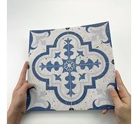 Alwayspon Adhesivo de vinilo para baldosas de piso, resistente al agua, antideslizante, espesar azulejos de vinilo de PVC, autoadhesivo, 30 x 30 cm, azul cemento portugués