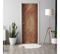 Alwayspon Adhesivo mural autoadhesivo de madera geométrica de 200 x 76 cm, vinilo para puerta de despegar y pegar, calcomanías impermeables y extraíbles para decoración de pared de dormitorio, hogar