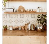 Alwayspon Adhesivo para azulejos, 25 unidades de 20 cm, color beige, autoadhesivo, para baño, cocina, protector contra salpicaduras para cocina, vinilo adhesivo para pared