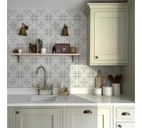 Alwayspon Adhesivo para azulejos, diseño floral gris, adhesivo de transferencia para baño, cocina, salpicaduras para cocina, despegar y pegar, vinilo adhesivo para pared, 10 unidades x 20 cm