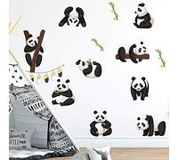 Alwayspon Calcomanía de pared de panda para habitación de niños/niñas, calcomanías de pared de acuarela extraíbles, murales de arte de pared para decoración del hogar, guardería, sala de estar