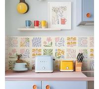 Alwayspon Calcomanías autoadhesivas de vinilo para azulejos de pared, 25 unidades, 20 cm, despegar y pegar en azulejos de vinilo de transferencia, impermeables, para cocina, baño, diseño floral