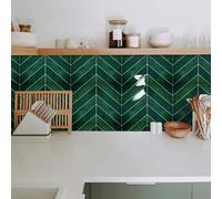 Alwayspon Lot de 10 hojas de vinilo adhesivo 3D para pared con respaldo removible para cocina y baño, verde oscuro, 29 x 22,9 cm