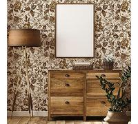 Alwayspon Papel pintado autoadhesivo, adhesivo para muebles, autoadhesivo, película de vinilo de PVC para muebles de mesa, 250 cm x 40 cm, flores blancas y marrones