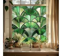 Alwayspon Película para ventana de vidrieras no adhesiva, estilo Art Nouveau, vinilo extraíble estático, calcomanías de privacidad, película de vidrio anti UV para control de calor
