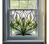 Alwayspon Película para ventana de vidrieras no adhesiva, estilo Art Nouveau, vinilo extraíble estático, calcomanías de privacidad, película de vidrio anti UV para control de calor