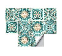 Alwayspon Plaza de Vinilo Azulejos, Auto Adhesiva Pared de la Etiqueta engomada del azulejo para la decoración casera, 10 Piezas Watercolor 20x20cm (Majolic, 20x20cm)