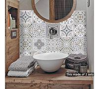 Alwayspon Plaza de Vinilo Azulejos, Auto Adhesiva Pared de la Etiqueta engomada del azulejo para la decoración casera, 10 Piezas Watercolor 20x20cm (TS060, 20x20cm)