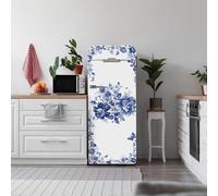 Alwayspon Vinilo autoadhesivo para nevera, 56 x 163 cm, diseño floral blanco y azul, para despegar y pegar, calcomanías para nevera, calcomanías extraíbles para decoración del hogar y la cocina