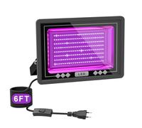 Alweysup Foco LED de luz negra 100W, lámpara de luz negra de grafeno de 200 LED con enchufe, 395-400 nm para espacios grandes, fiestas luminosas, Halloween y escenarios