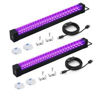Alweysup Luz Ultravioleta 10W USB Paquete de 2, 50 LEDs Luz UV Negra UV de 31 cm 395nm Portátil, Lámpara de Luces Negra, para Discoteca, Fiesta Neon, Decoración de Halloween
