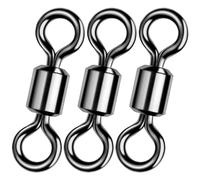 Alwonder Fishing Rolling Barrel Swivels Terminal Swivels Tackle Swivel Snap Matt Black Connector Bulk Fishing Tackle Accessories 20-1323lb, 12 20lb;50pcs