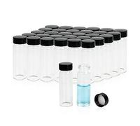 ALWSCI 100 Piezas 30mL Viales Contenedor Muestra Vidrio Botellas de Muestreo 24-400 Negro PP Tapa Superior Cerrada, PE Liner Contenedor de Muestras de Laboratorio 27.5x84mm