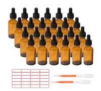 ALWSCI 24Pcs Botellas con Cuentagotas, 30mL Ambar Frasco Cuentagotas Cristal, Botellas de Viaje a Prueba de Fugas, Botellas de Tintura de Vidrio ámbar