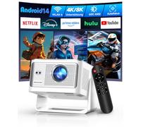 Alwtniet Proyector Portatil 4K 8K, Native Full HD 1080P Mini Projetor Android 14, WiFi 6 Bluetooth 5.4, Autoenfoque 6D Auto Keystone 180° Rotación para Cine Móvil en Casa Smart TV Tiro Ultra Corto