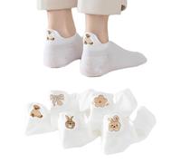 Alxad 5 Pares Calcetines Tobilleros Mujer de Colores, Divertidos Invisibles Calcetines Cortos Mujer, Calcetines Mujer Verano de Algodón para Mujer Niña