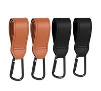ALXBSONE 4 ganchos para cochecito de bebé, ganchos para guardar bolsas de coche, ganchos multifunción (marrón-negro)
