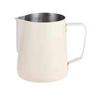 ALXBSONE Jarras de espuma de leche, 20 onzas/600 ml de acero inoxidable 304 grueso, taza de espuma de leche, olla de vapor de café espresso (blanco-600 ml)